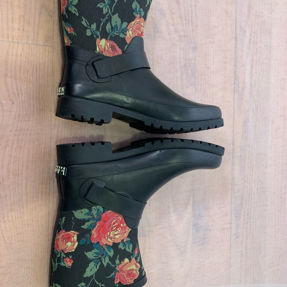 Ralph Lauren, Rain Boot, Floral Top with Black Base, 7M